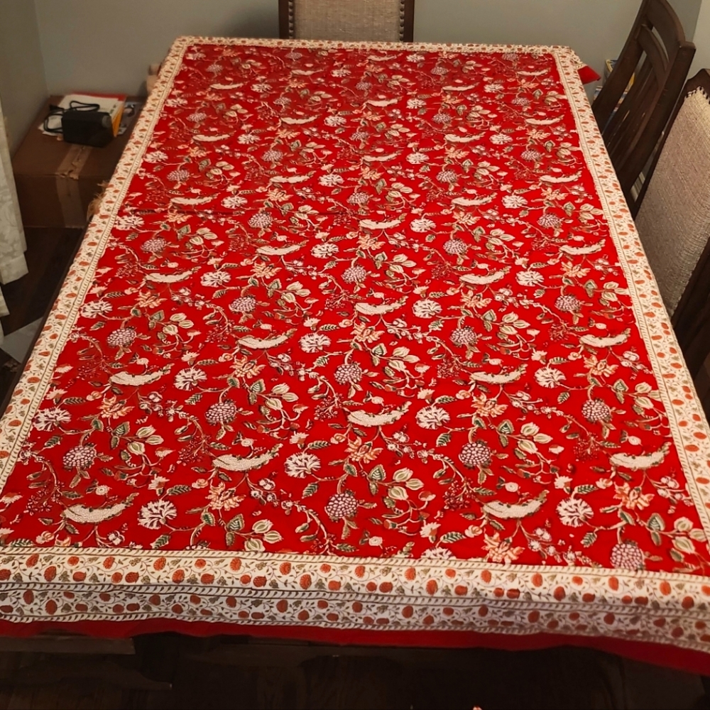 NWT hand block printed table cover